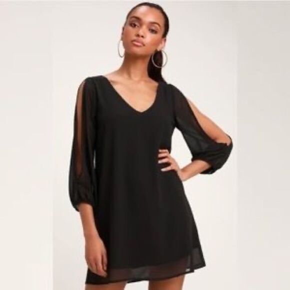 Lulus- dark green slit sleeve- size small - Picture 8 of 8